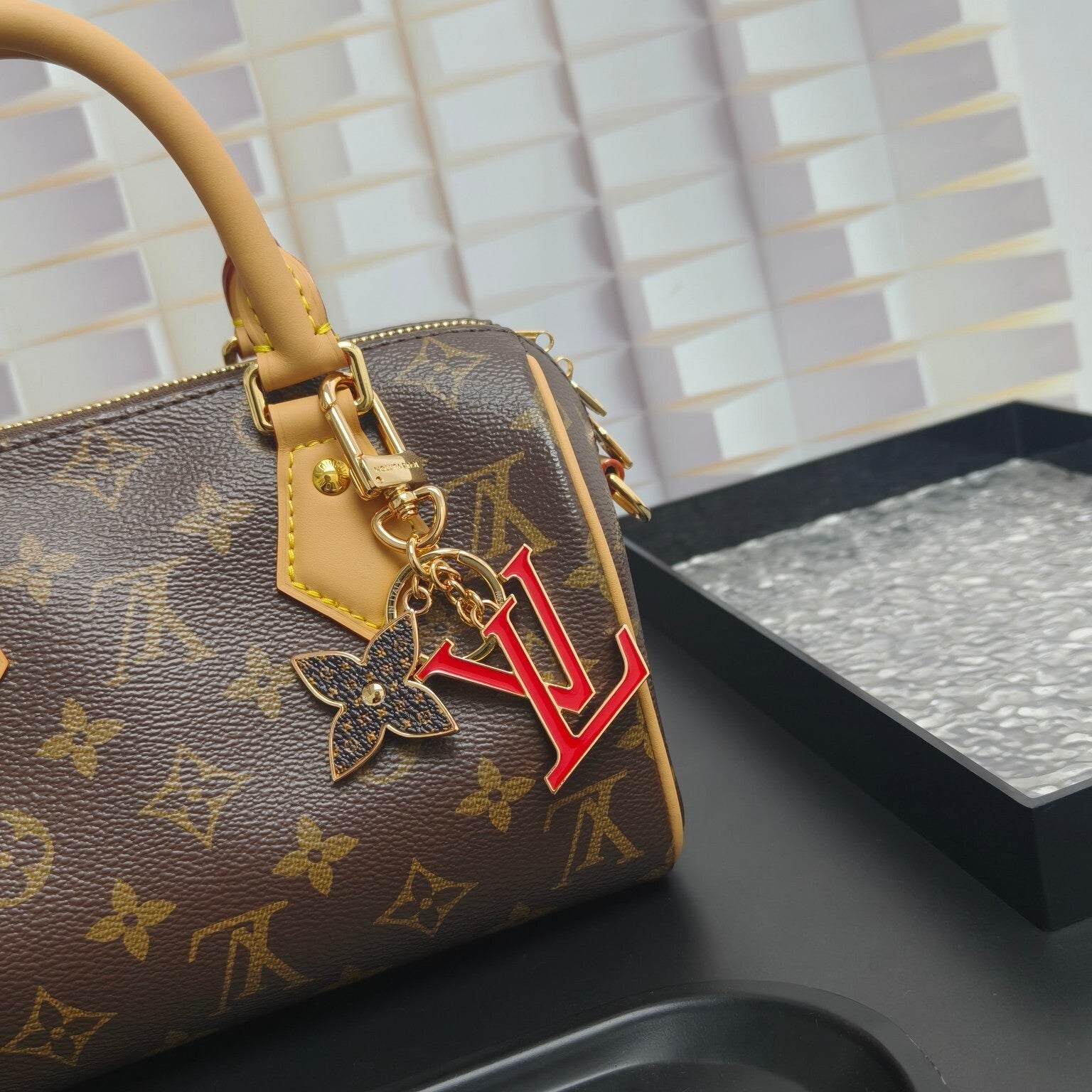 LV Ornament Monogram Key Holder Bag Charm