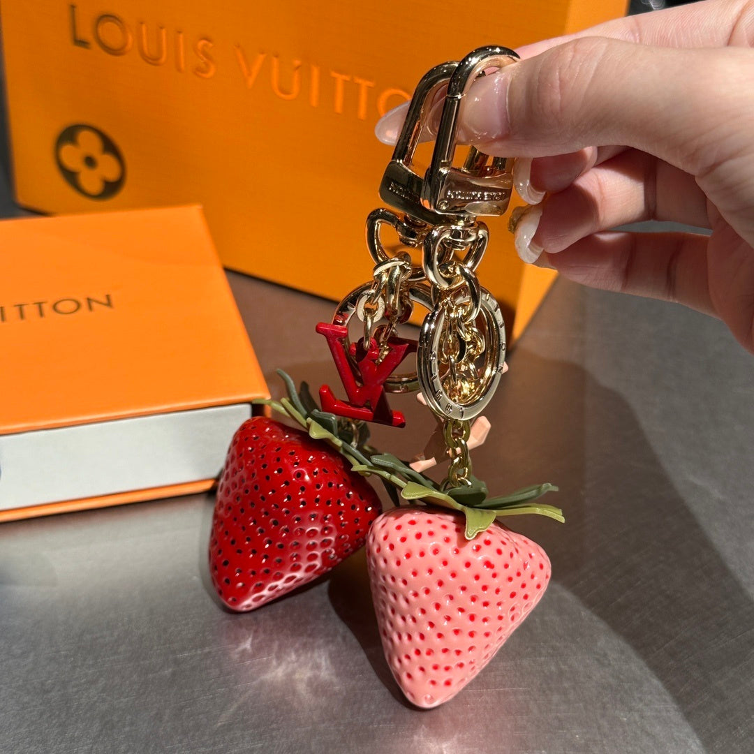 Strawberry LV Keychain Bag Charm
