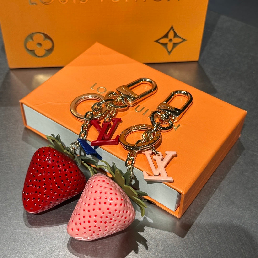 Strawberry LV Keychain Bag Charm
