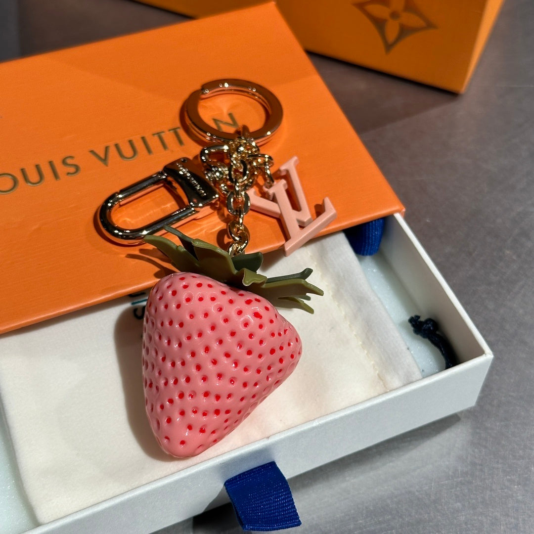 Strawberry LV Keychain Bag Charm