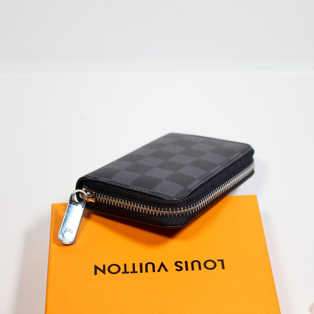 LV Black Checkered Leather Wallet Zipper