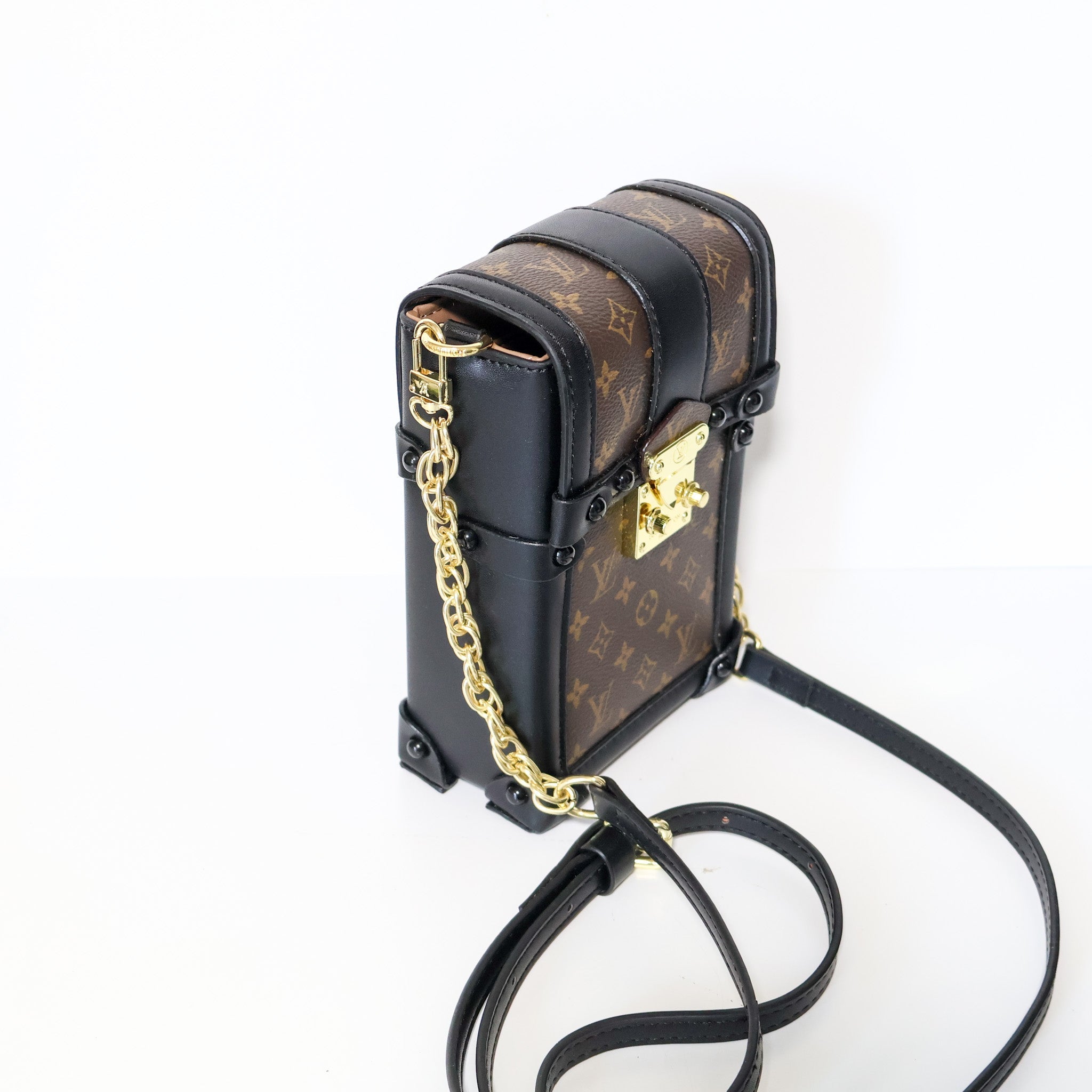LV Trunk Crossbody Mini Bag Black Brown Monogram
