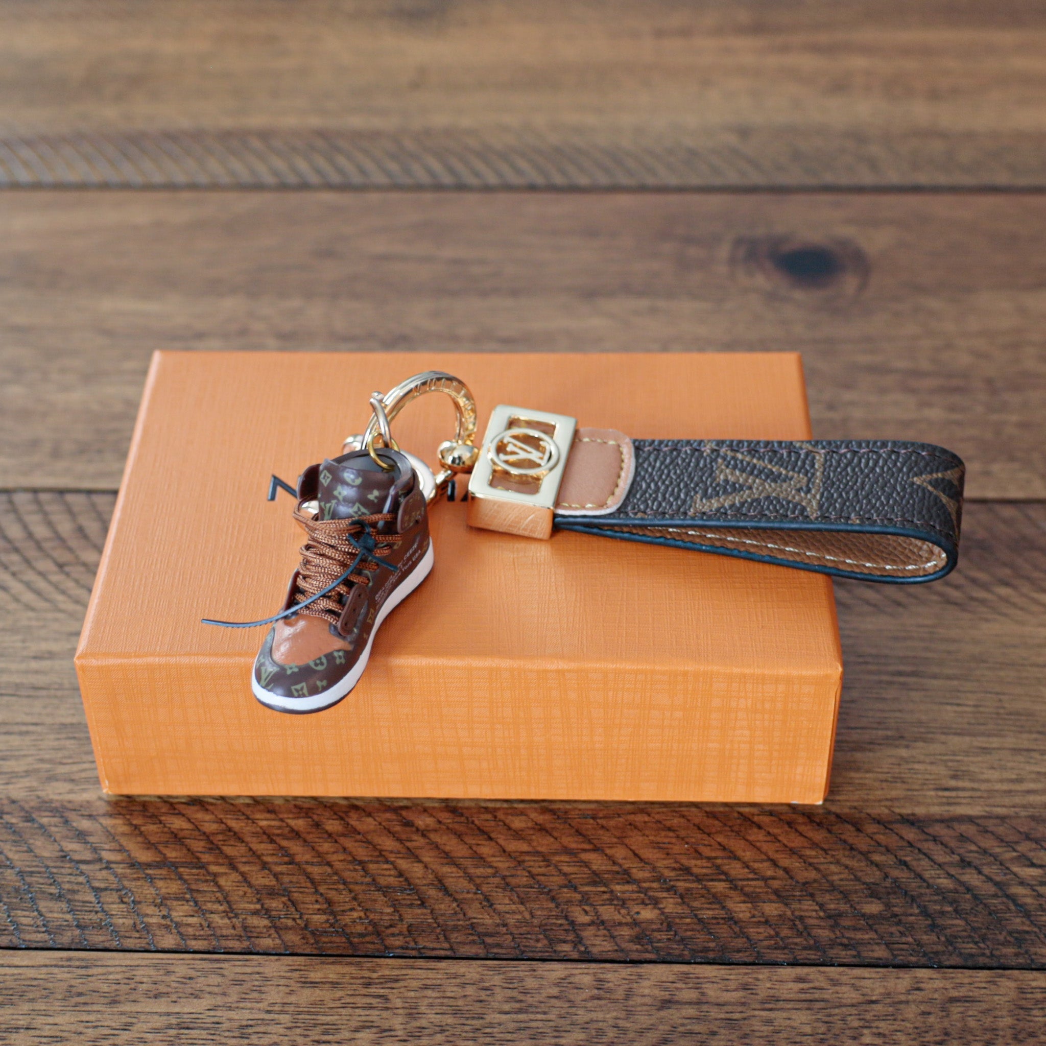 LV KeyChain Dupe Brown Monogram Sneakers