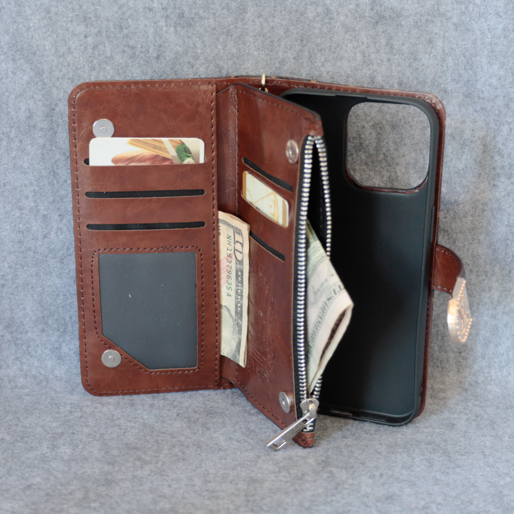 Luxury LV Wallet iPhone Case Zip Kickstand Function for iPhone
