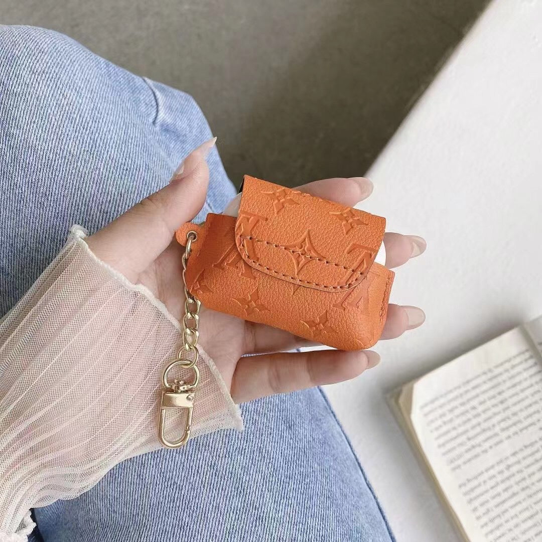 LV Vintage Style Leather AirPods Case for 23 Pro Generation