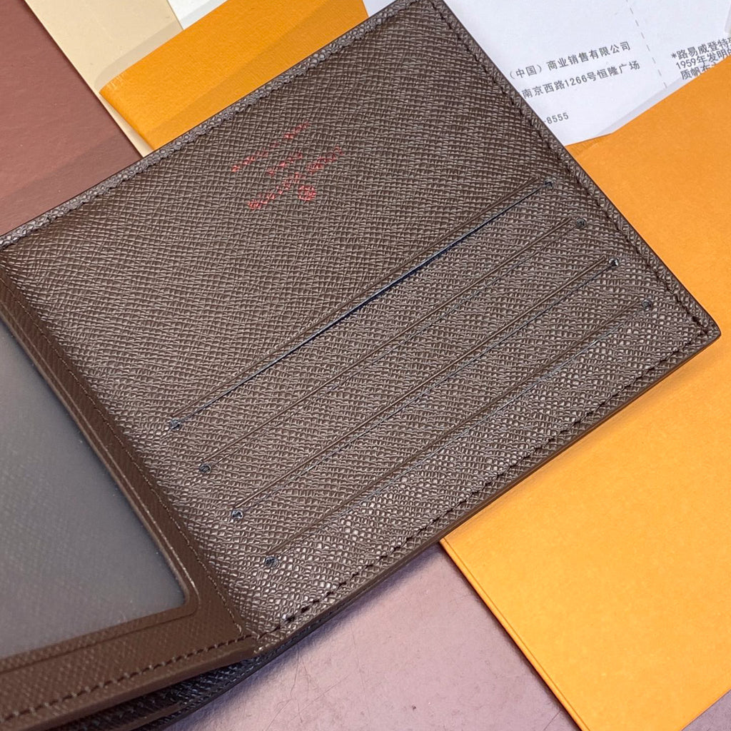 Brown Checkered LV Wallet Trifold