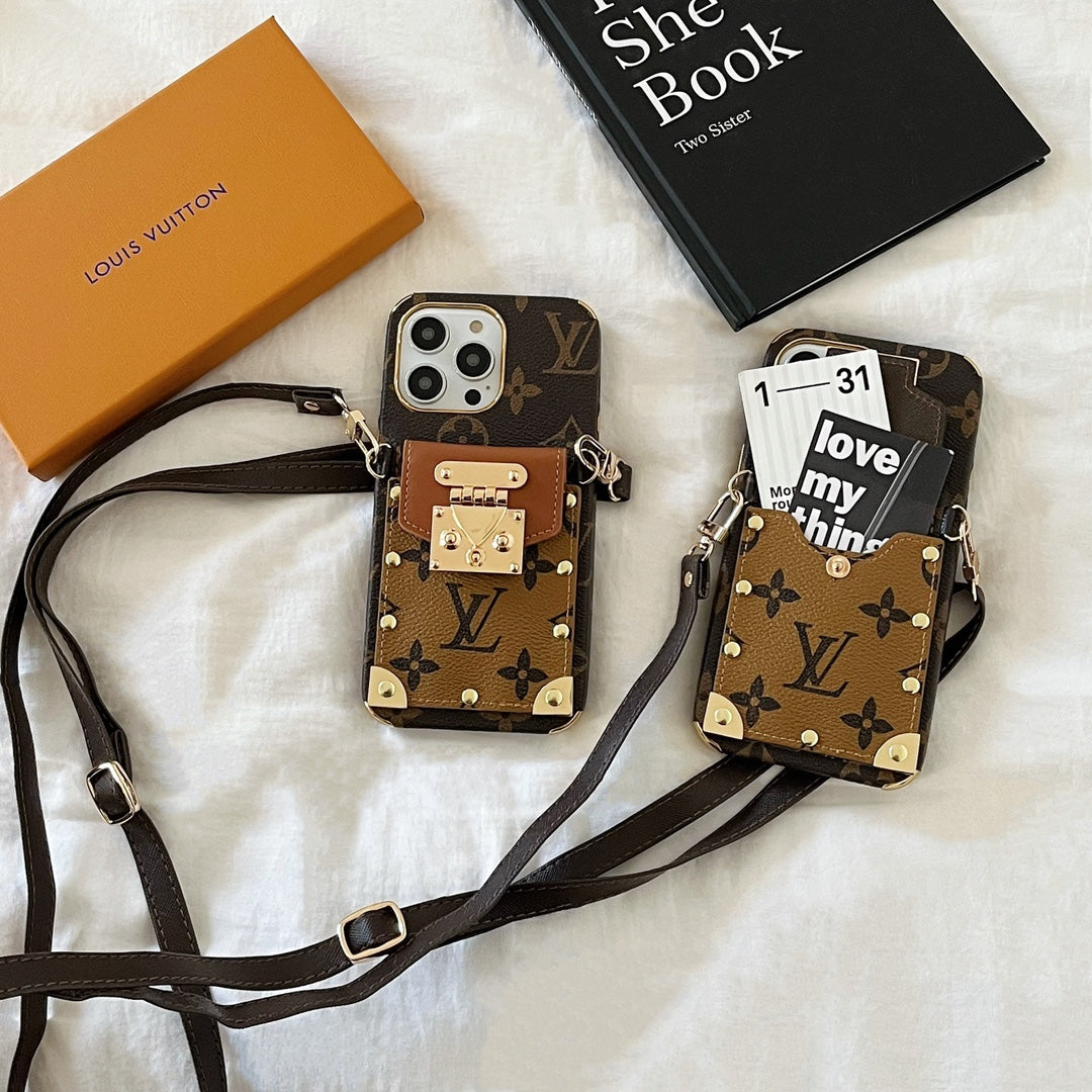 LV Monogram Crossbody Phone Case for iPhone