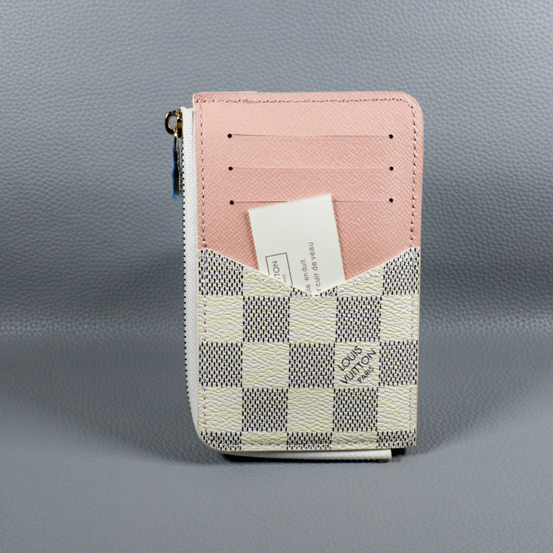 LV Card Holder Women White Checkered Style
